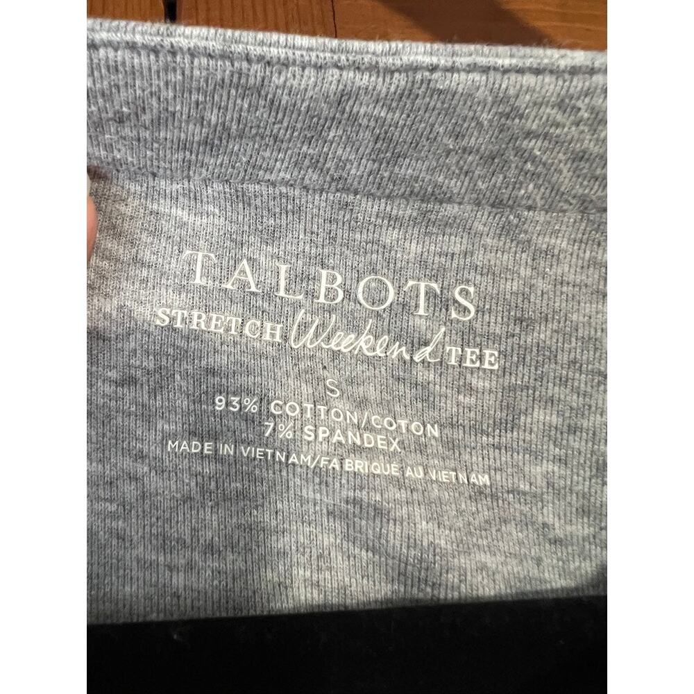 Talbots Stretch Weekend Tee Gray Women's 1/2 Sleeve Cotton Blend Minimalist SZ S - Picture 6 of 8